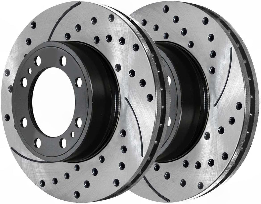 Brake Pads & Rotors Kit Front Left and Right Side Drilled Slotted Ceramic Replacement and for Chevy for Silverado 3500/2500HD Classic Scdpr6507465074784