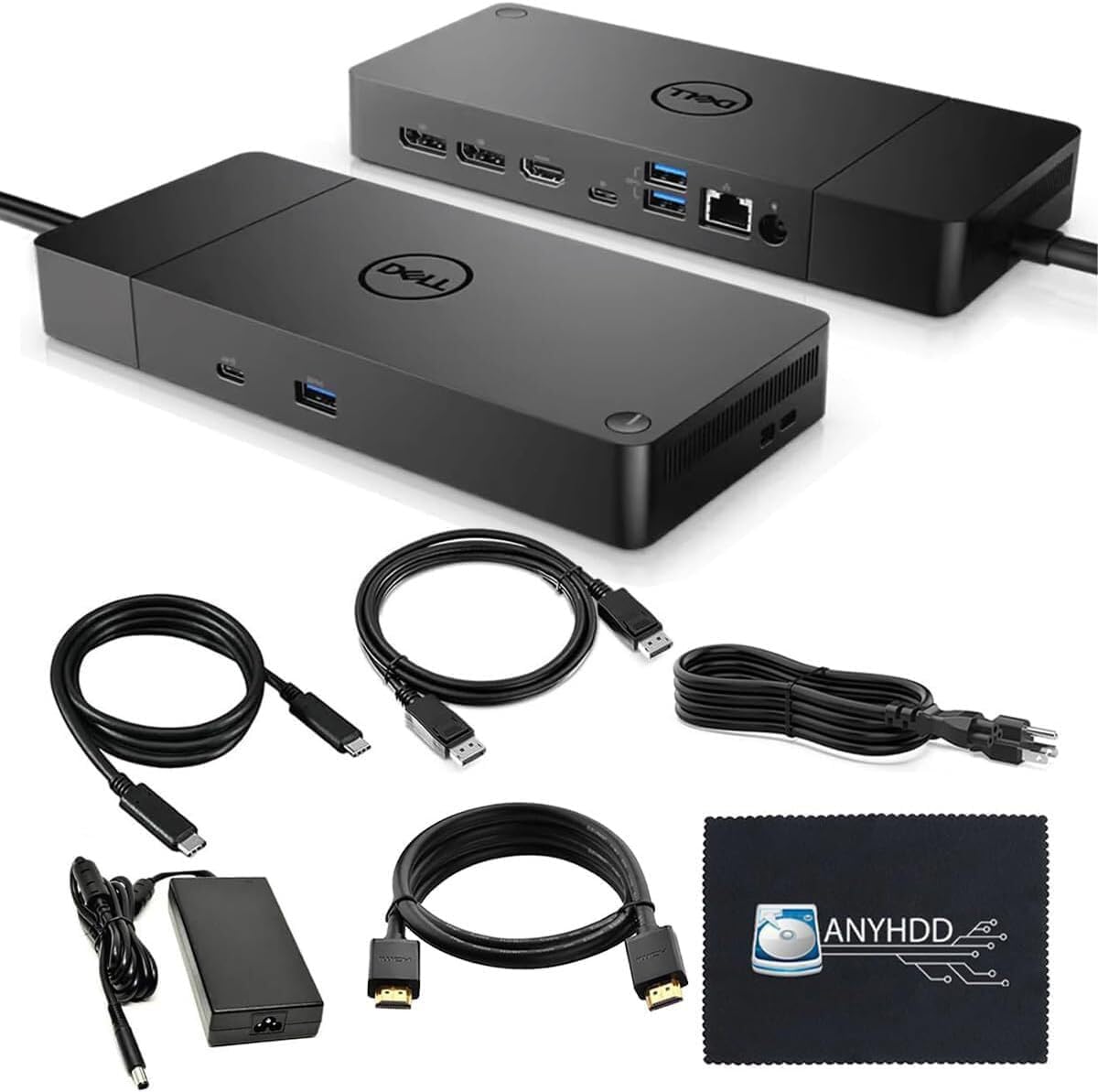WD19DCS Dell Docking Station Dual Monitor - 4K Display, USB-C Performance Dock with 240W Adapter, HDMI, DisplayPort, USB-C Cables & Cloth (Renewed)