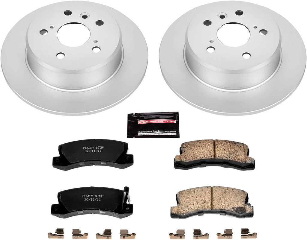 PowerStop Rear Brake Kit for Lexus ES300 1992-96 |RX300 1999-03 |Toyota Camry 1992-96 - Fully-Coated Disc Rotors with Z17 Ceramic Brake Pads Replacement, CRK2564