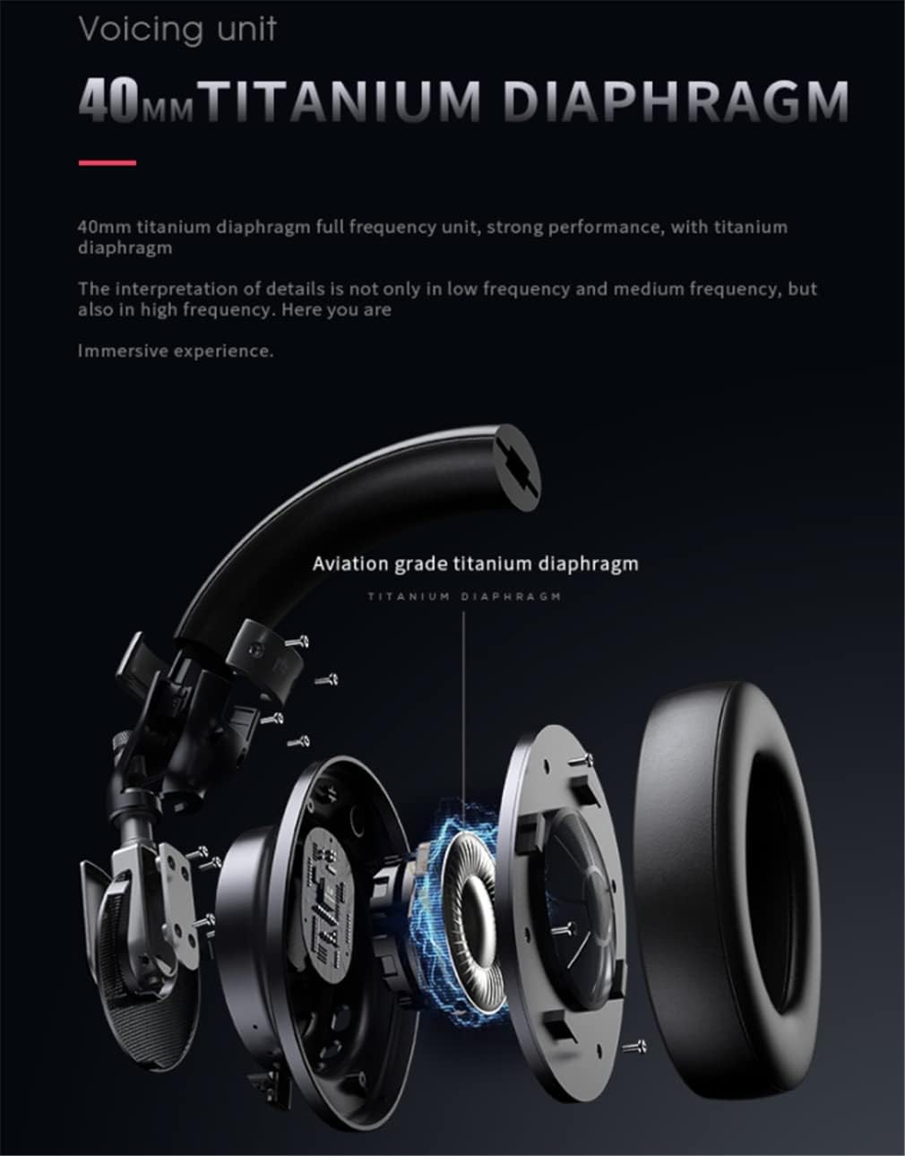 Active Noise Cancelling Over-Ear Headphones Bluetooth 5.0 Wireless Deep Bass Foldable Headset with Mic, Lossless Hi-Fi Sound, 50H Battery Life, Type-C Fast Charge