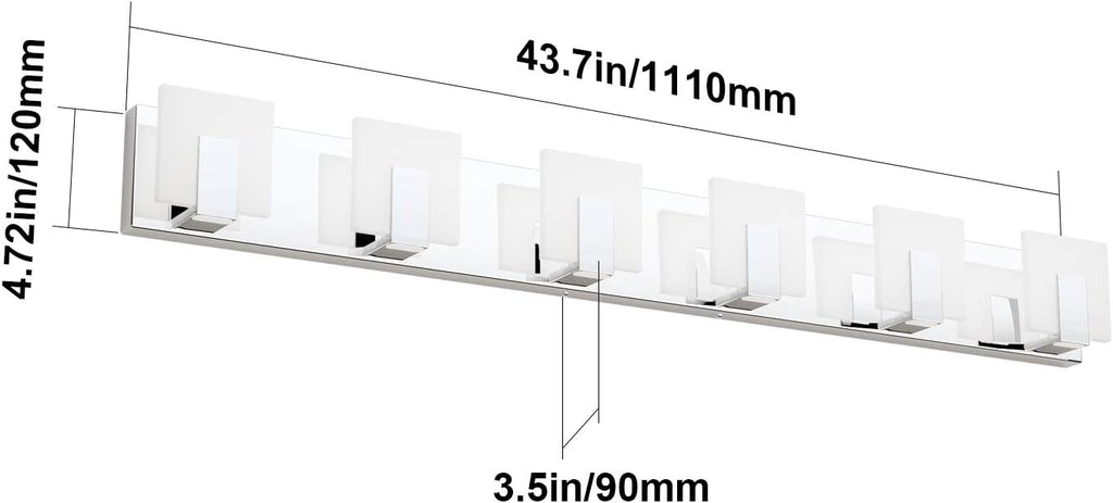 Aipsun 6 Lights Dimmable Modern LED Bathroom Vanity Light Acrylic Stainless Steel Chrome Up and Down Bathroom Wall Light Over Mirror(White Light 6000K)