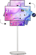 27' FHD Smart Portable TV, Rolling TV on Wheels, Android 15 OS, 6G +128GB Storage, Portable Touch Screen Monitor, 13MP Camera, Built-in Battery, 60Hz Refresh Rate, Full Swivel Rotation, Voice Remote