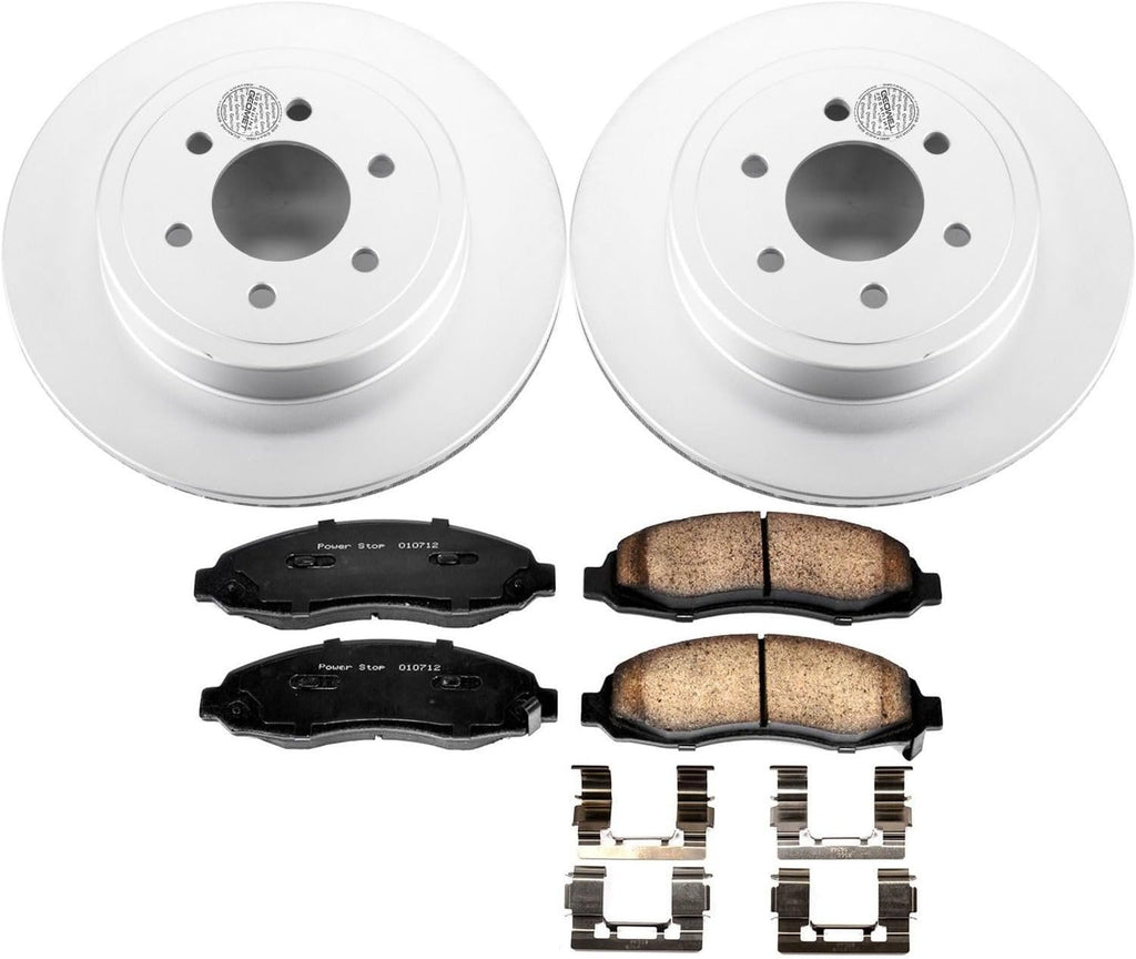 PowerStop Front Brake Kit for Dodge Dakota 2003-04 - Fully-Coated Disc Rotors with Z17 Ceramic Brake Pads Replacement, CRK2187