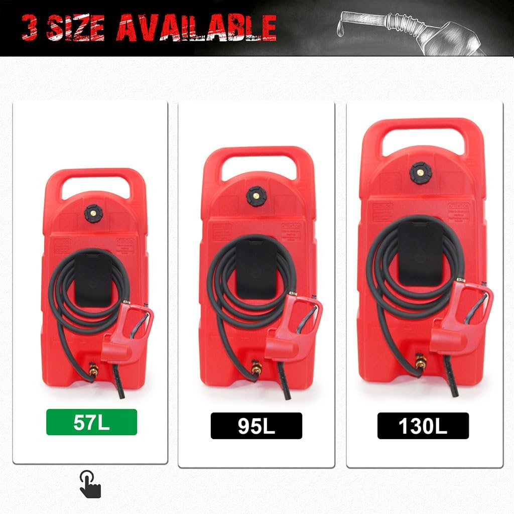 34 Gallon Fuel Caddy, Portable Gas Can Fuel Tank Container with Delivery Hose and Wheels, Gasoline Diesel Can Reversible Rotary Hand Siphon Pump, for Cars, Lawn Mowers, ATVs, Boats
