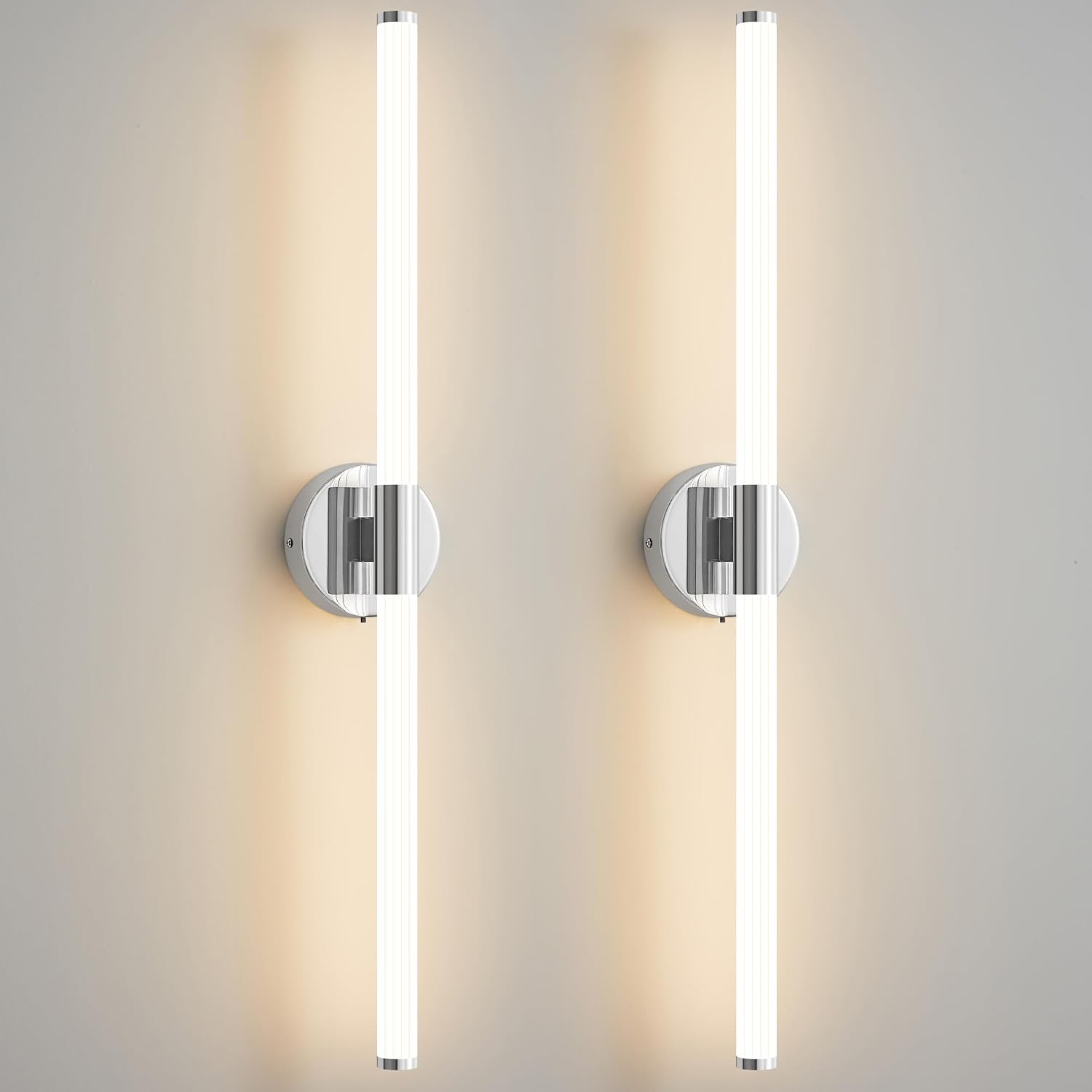 Bathroom Wall Sconces Set of 2 Hardwired Dimmable 5CCT LED Bathroom Light Fixtures Over Mirror 360° Full Lighting 31' Long Vanity Light Bar Modern Chrome Wall Sconce for Bedroom Living Room