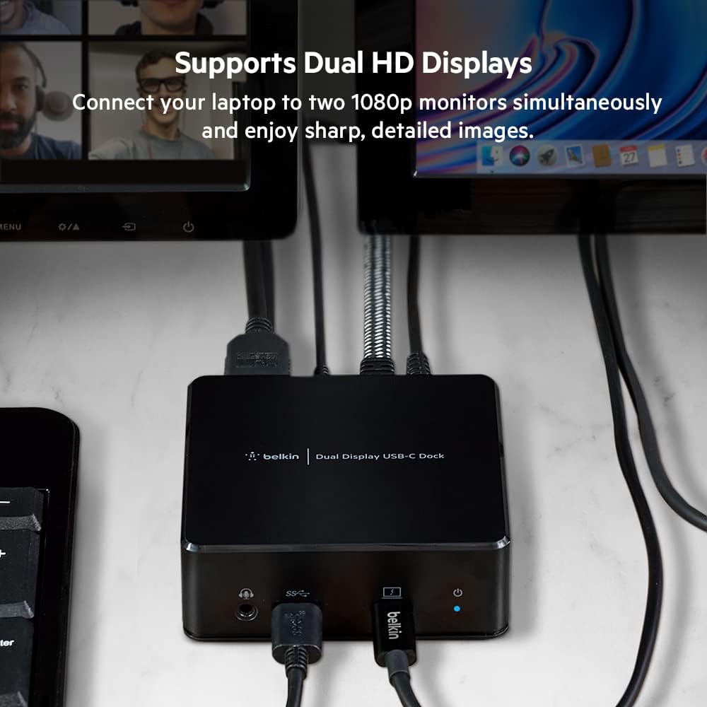 Belkin USB C Docking Station - USB Hub Dual 4k Computer Monitor Display - Dual HDMI, Thunderbolt, USB, Ethernet Ports - USB C Hub - 85W PD Power Delivery for Macbook Pro, iPad Pro & Chromebook Laptop
