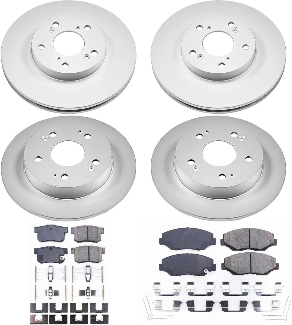PowerStop Front and Rear Brake Kit for Acura ILX 2014-15 | Honda Civic 2013-15 - Fully-Coated Disc Rotors with Z17 Ceramic Brake Pads Replacement, CRK6781