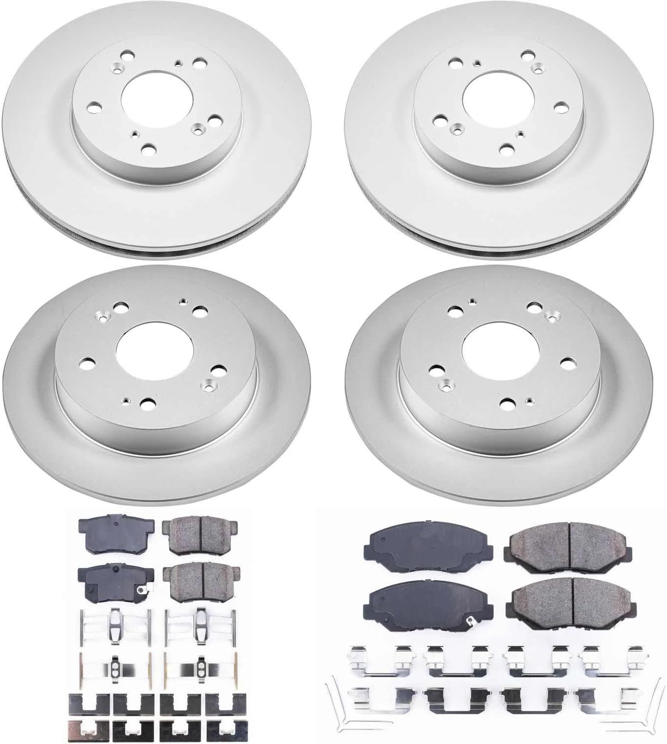 PowerStop Front and Rear Brake Kit for Acura ILX 2014-15 | Honda Civic 2013-15 - Fully-Coated Disc Rotors with Z17 Ceramic Brake Pads Replacement, CRK6781