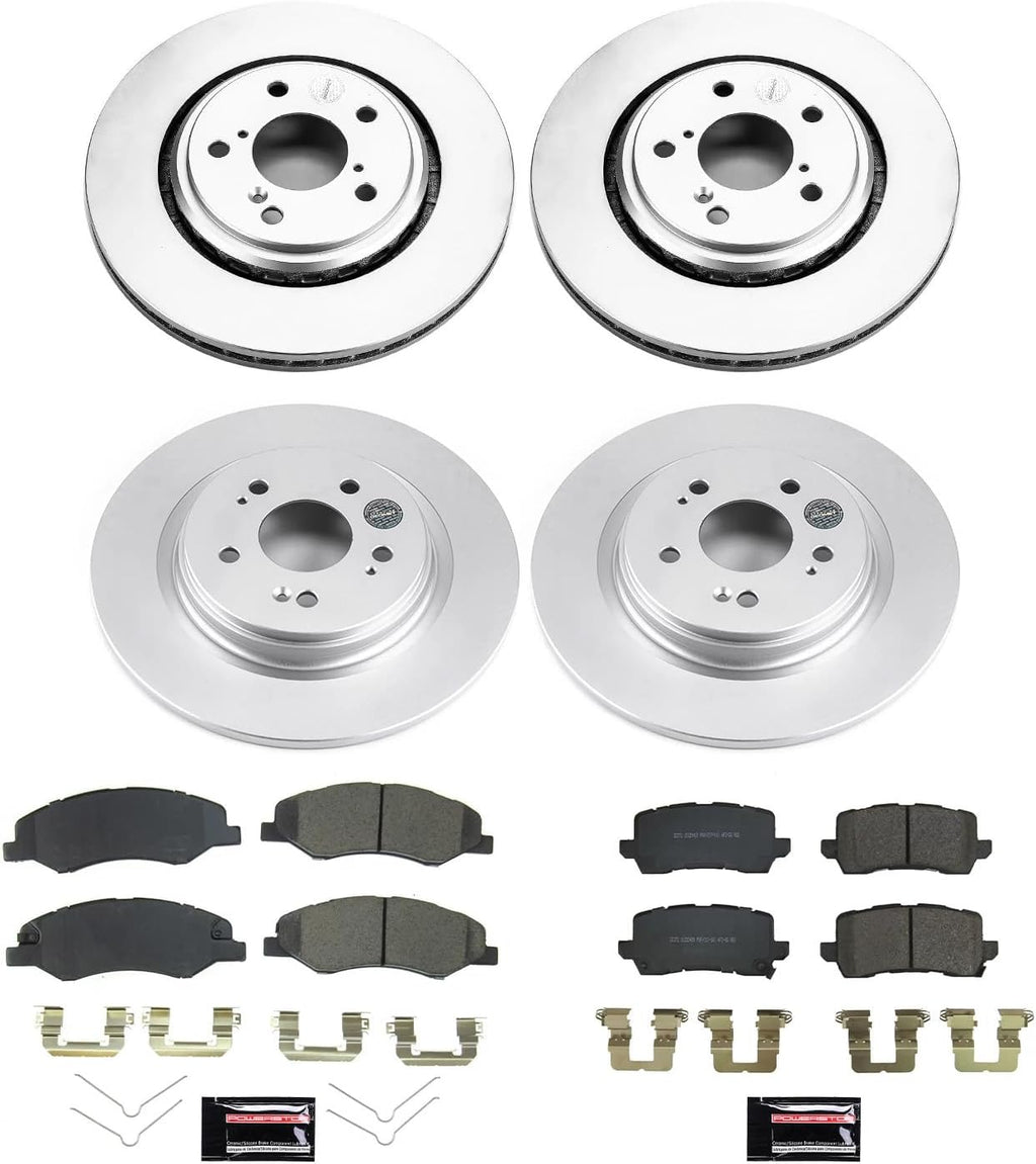 PowerStop Front and Rear Brake Kit for Honda Odyssey 2021-25 - Fully-Coated Disc Rotors with Z17 Ceramic Brake Pads Replacement, CRK8807