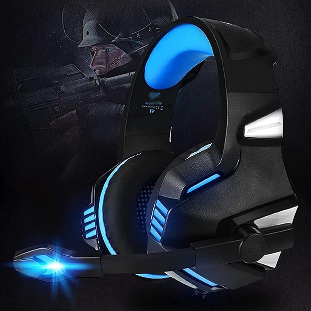Gaming Headset,Over Ear Headphones with Noise Cancelling Mic,LED Light, Bass Surround, Soft Memory Earmuffs for Laptop