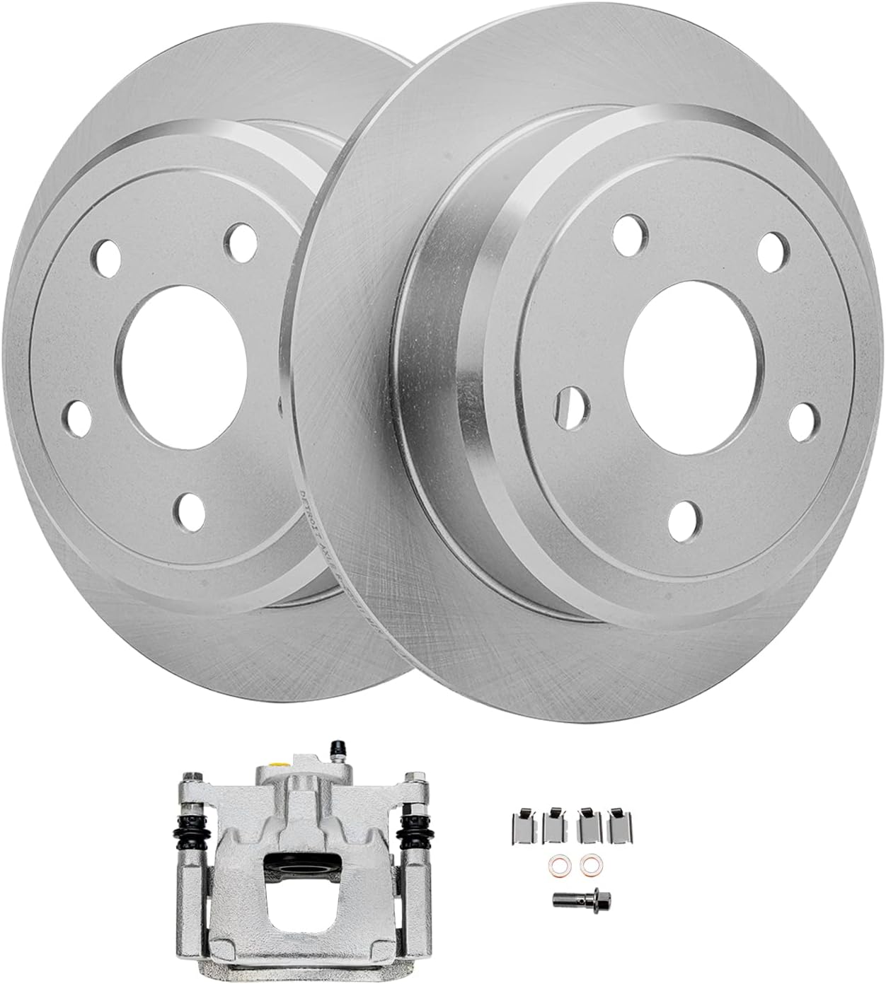 Detroit Axle - Rear Brake Kit for 2007-2017 Jeep Wrangler, 2018 Wrangler JK, Disc Brakes Rotors Driver Side Brake Caliper 2008 2009 2010 2011 2012 2013 2014 2015 2016 Replacement [12.44' inch Rotor]