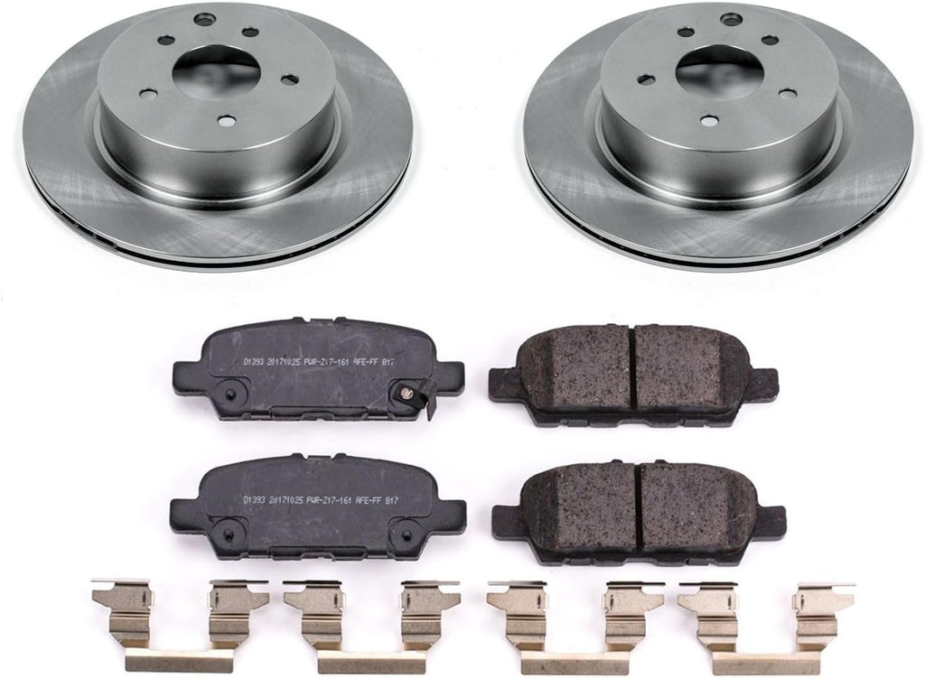 PowerStop Rear Brake Kit for Infiniti EX35 2009-12 |EX37 2013 |Q40 2015 |QX50 2014-17 |Nissan 370Z 2010-19 |Nissan Maxima 2016-23 - Z17 Ceramic Brake Pads & Disc Rotors Replacement, KOE8062