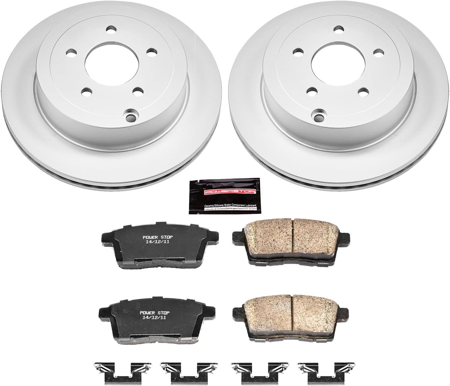 PowerStop Rear Brake Kit for Ford Edge 2007-10 | Lincoln MKX 2007-10 - Fully-Coated Disc Rotors with Z17 Ceramic Brake Pads Replacement, CRK3060