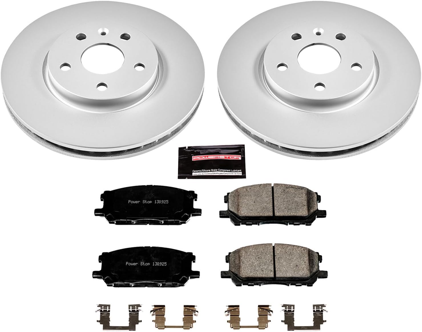 PowerStop Front Brake Kit for Lexus RX330 2004-06 |RX350 2007-09 |RX400h 2006-08 |Toyota Highlander 2006-07 - Fully-Coated Disc Rotors with Z17 Ceramic Brake Pads Replacement, CRK196