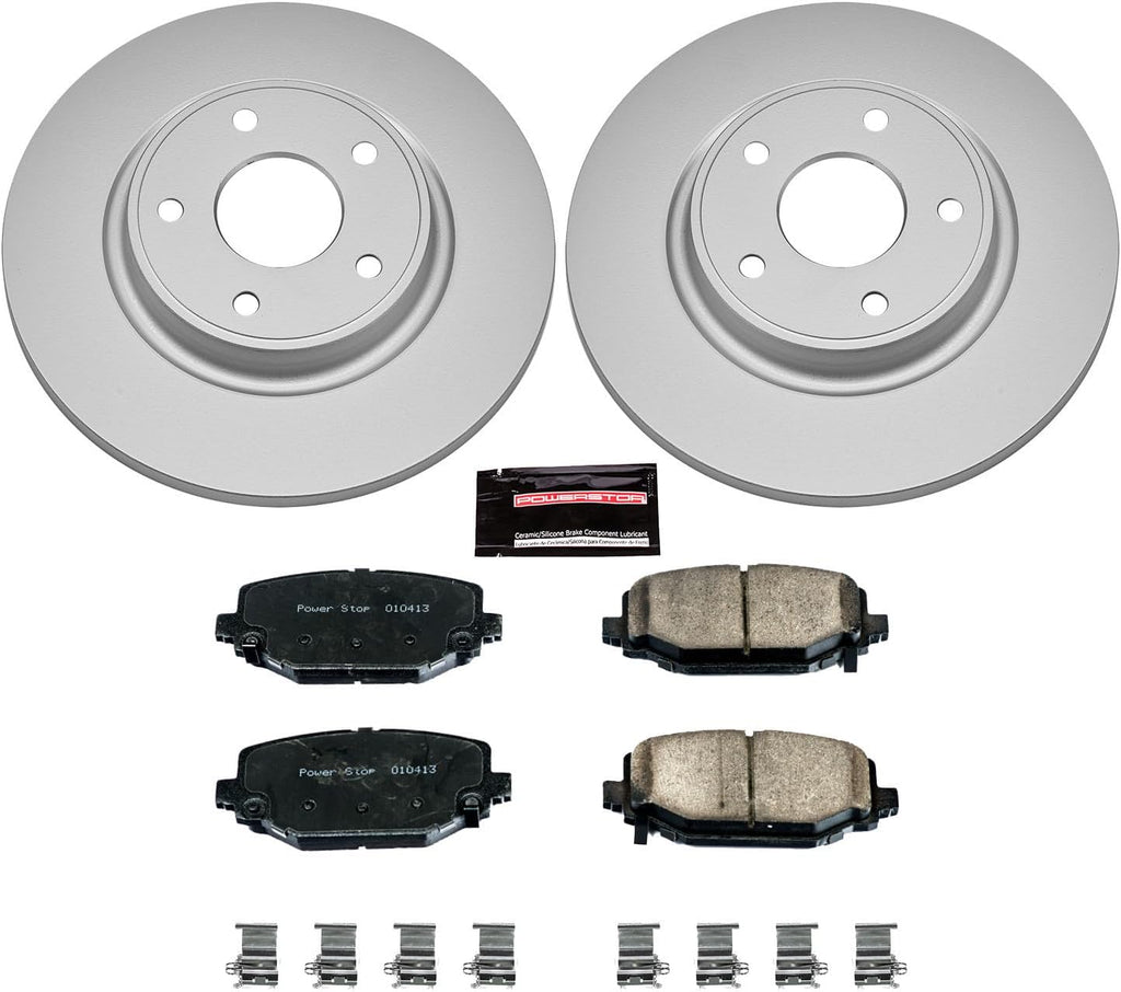 PowerStop Rear Brake Kit for Chrysler Town & Country 2012-16 |Dodge Grand Caravan 2012-20 |Journey 2012-20 |Ram C/V 2012-15 - Fully-Coated Disc Rotors with Z17 Ceramic Brake Pads Replacement, CRK5961
