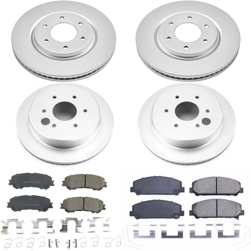 PowerStop Front and Rear Brake Kit for Nissan TITAN 2017-24 - Fully-Coated Disc Rotors with Z17 Ceramic Brake Pads Replacement, CRK7866