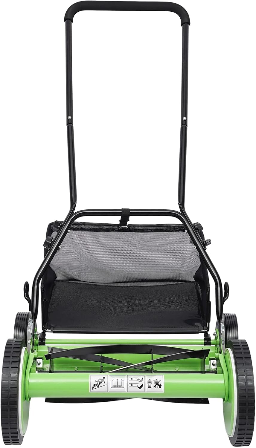 16 Inch 5-Blade Push Reel Lawn Mower with Grass Catcher Manual Push Mower with Adjustable Cutting Height 2.5 Inch Max, 4 Wheels Reel Mower for Small Yards Lawn Area (16 Inch)