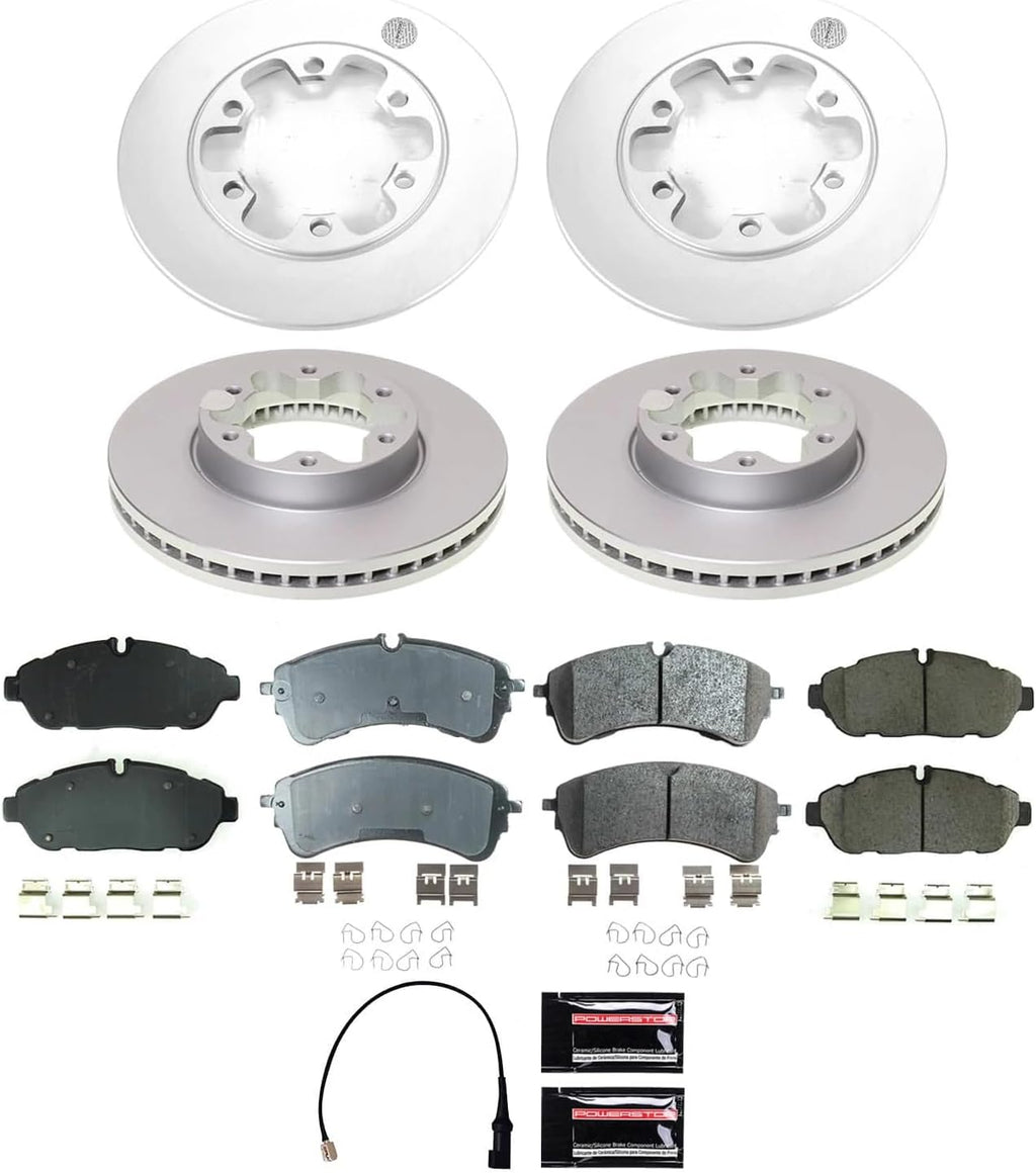 PowerStop Front and Rear Brake Kit for Ford Transit-150 2021-24 |Transit-250 2021-24 |Transit-350 2021-24 - Fully-Coated Disc Rotors with Z17 Ceramic Brake Pads Replacement, CRK8998