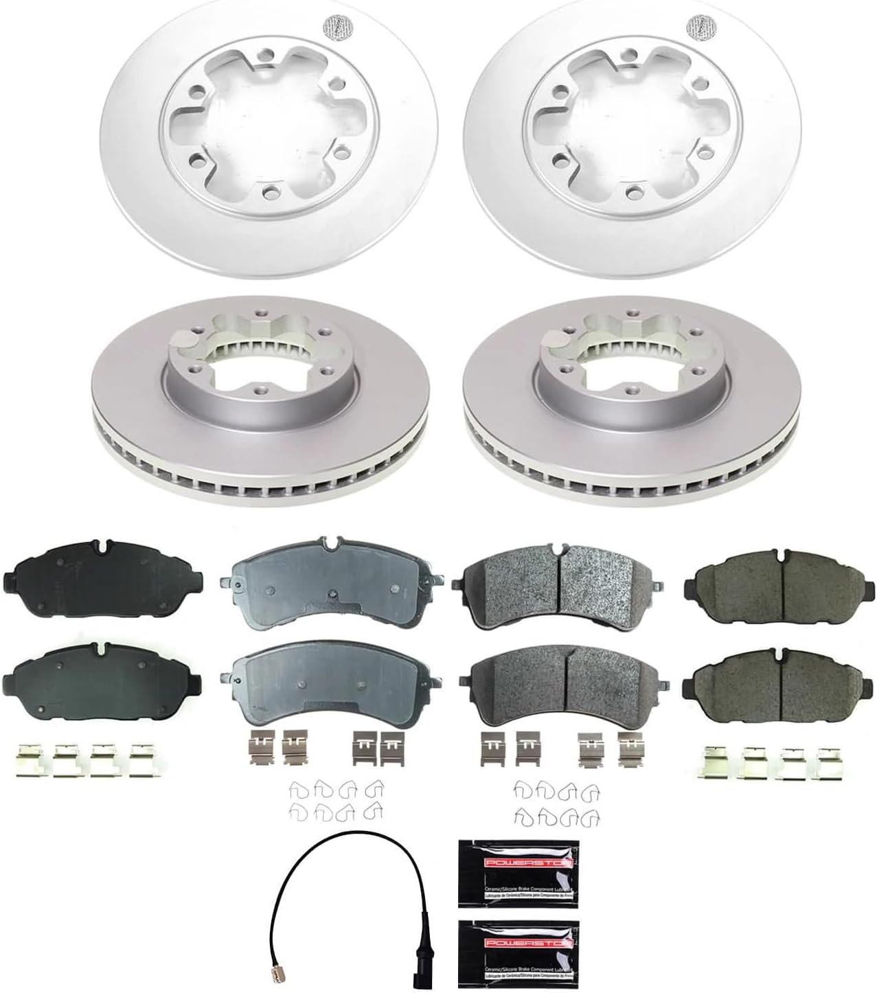 PowerStop Front and Rear Brake Kit for Ford Transit-150 2021-24 |Transit-250 2021-24 |Transit-350 2021-24 - Fully-Coated Disc Rotors with Z17 Ceramic Brake Pads Replacement, CRK8998