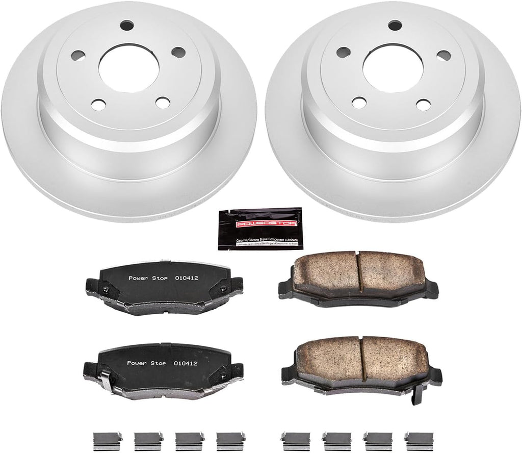 PowerStop Rear Brake Kit for Jeep Wrangler 2007-17 | Jeep Wrangler JK 2018 - Fully-Coated Disc Rotors with Z17 Ceramic Brake Pads Replacement, CRK3090