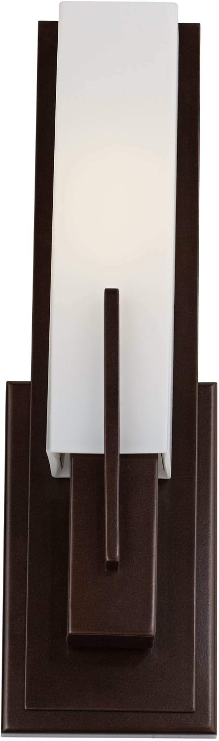 Possini Euro Design Midtown Modern Wall Light Sconce Bronze Hardwired 4 1/2' Fixture Opal White Glass Rectangular Shade for Bedroom Bedside Bathroom Vanity Living Room Hallway Dining House Kitchen