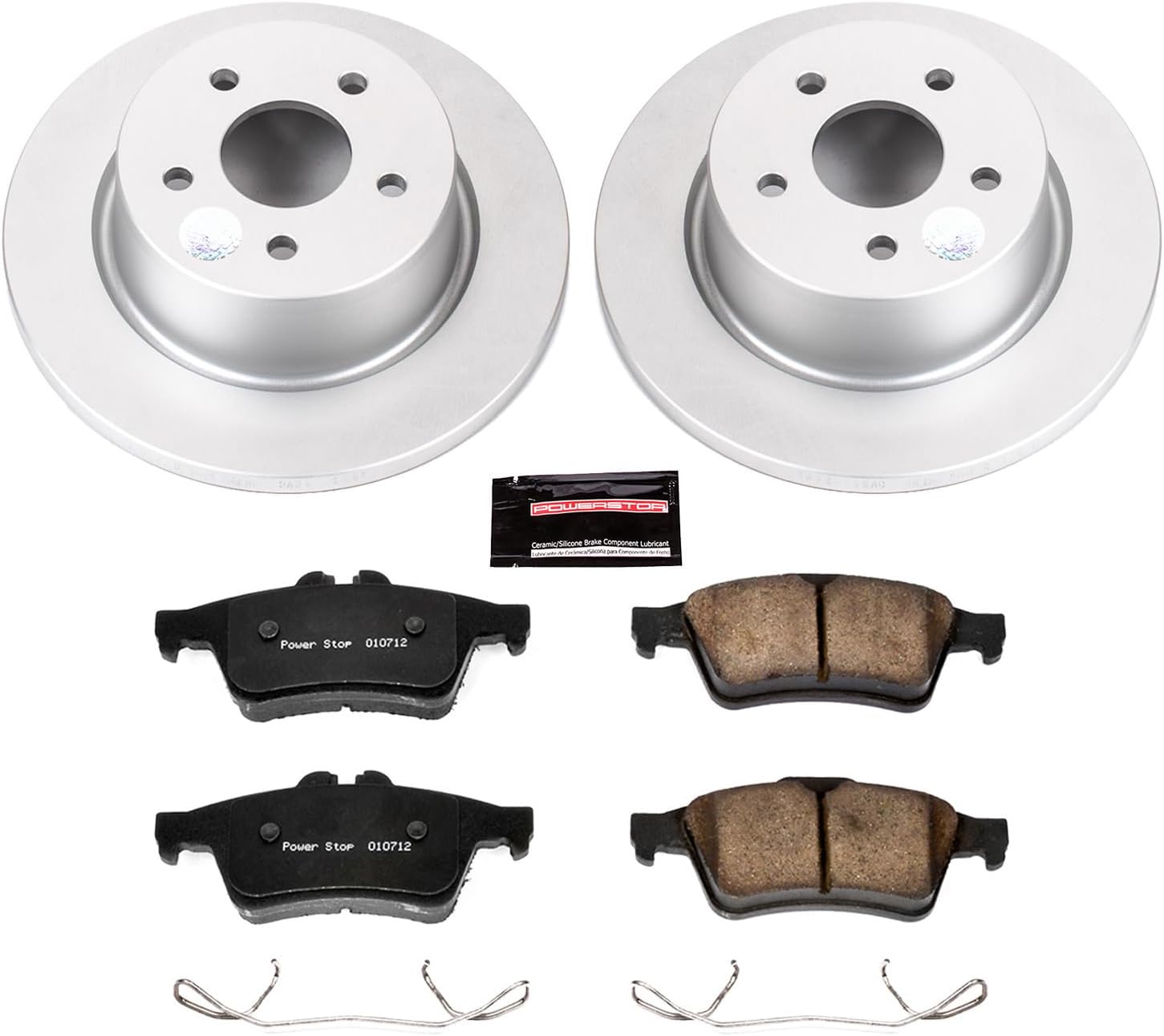 PowerStop Rear Brake Kit for Ford C-Max 2013-18 |Escape 2013-16 |Transit Connect 2014-18 - Fully-Coated Disc Rotors with Z17 Ceramic Brake Pads Replacement, CRK6398