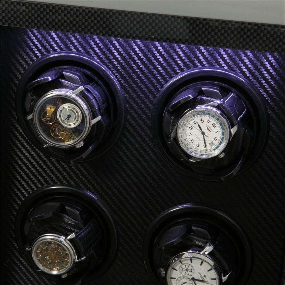 4 Watches Automatic Watch Winder LCD Display Monitor 5 Modes Wooden Storage Case Piano Paint Gloss Wrist Watch Winder Rotator Deluxe Silent Motor Remote Control-35×
