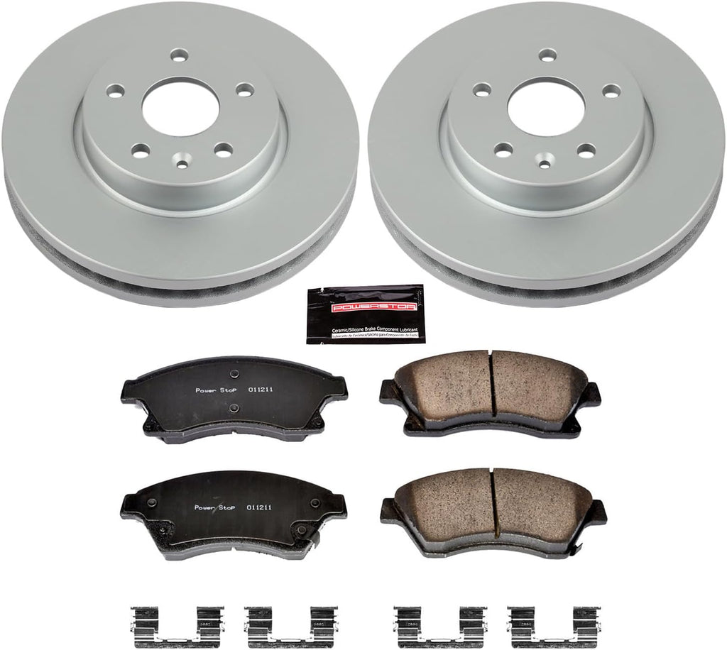 PowerStop Front Brake Kit for Chevrolet Cruze 2011-15 |Cruze Limited 2016 |Sonic 2012-17 - Fully-Coated Disc Rotors with Z17 Ceramic Brake Pads Replacement, CRK5550