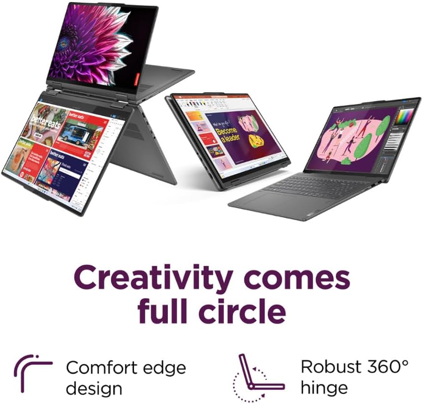 Lenovo Yoga 7i 2-in-1 Laptop, 16' 2K Touchscreen, Core Ultra 5 125U (Beats i7-1355U), 16GB LPDDR5X, 512GB SSD, 300 nits, Backlit, TB4, HDMI 2.1, FP, WiFi 6E, Webcam, PDG Portable Stand, Win 11 Pro
