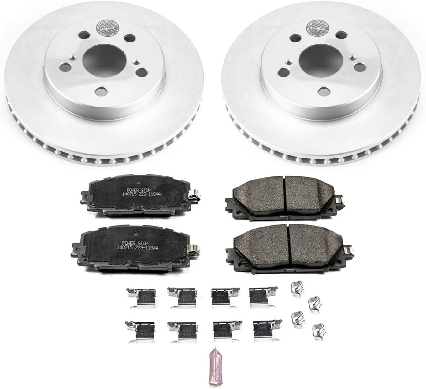 Power Stop CRK7701 Coated Brake Rotor and Ceramic Brake Pads- Front