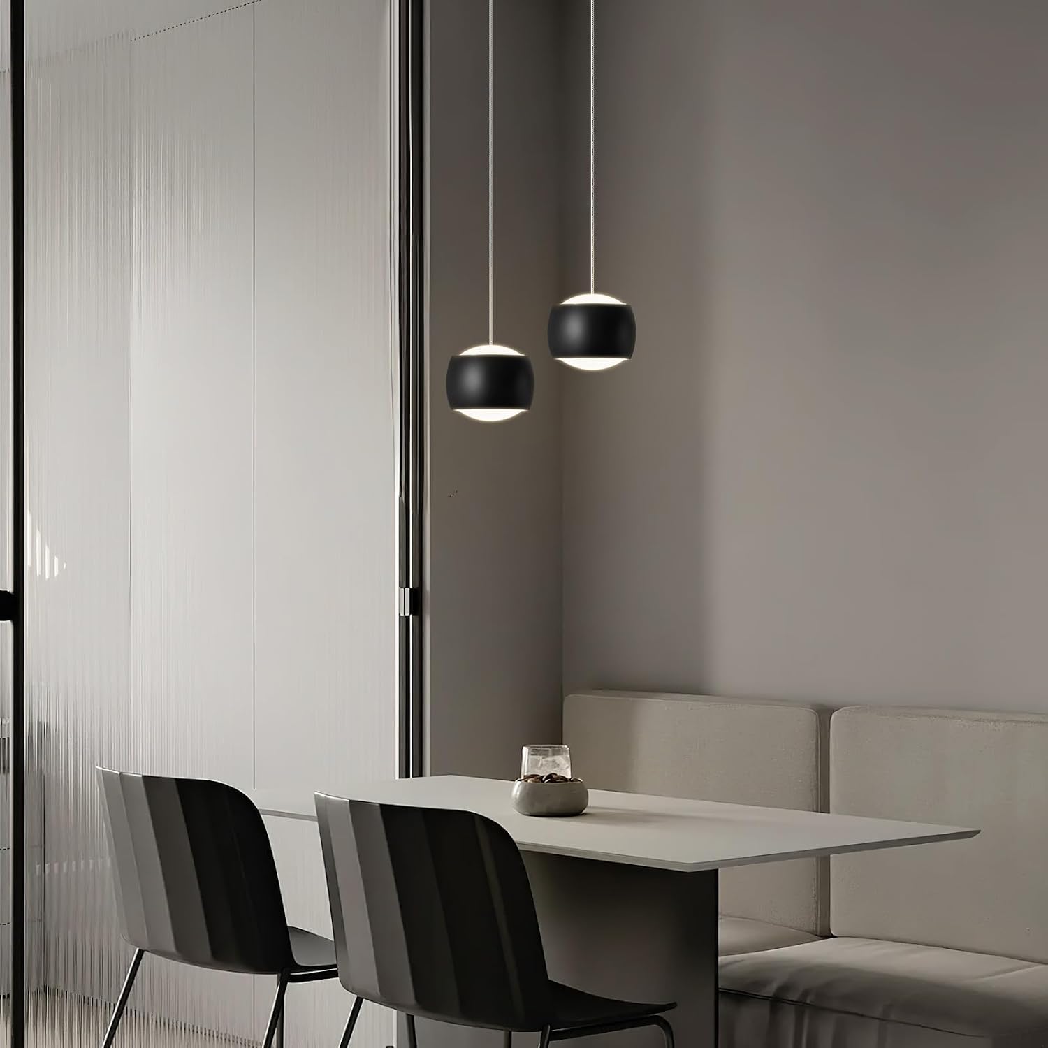 Modern LED Dimmable Pendant Light fixtures,Mini Island Pendant Lighting for Kitchen Island Dinning Room,Bedroom,Bar, Kitchen Island Ceiling Hanging Light Fixtures(black-3-Pack)