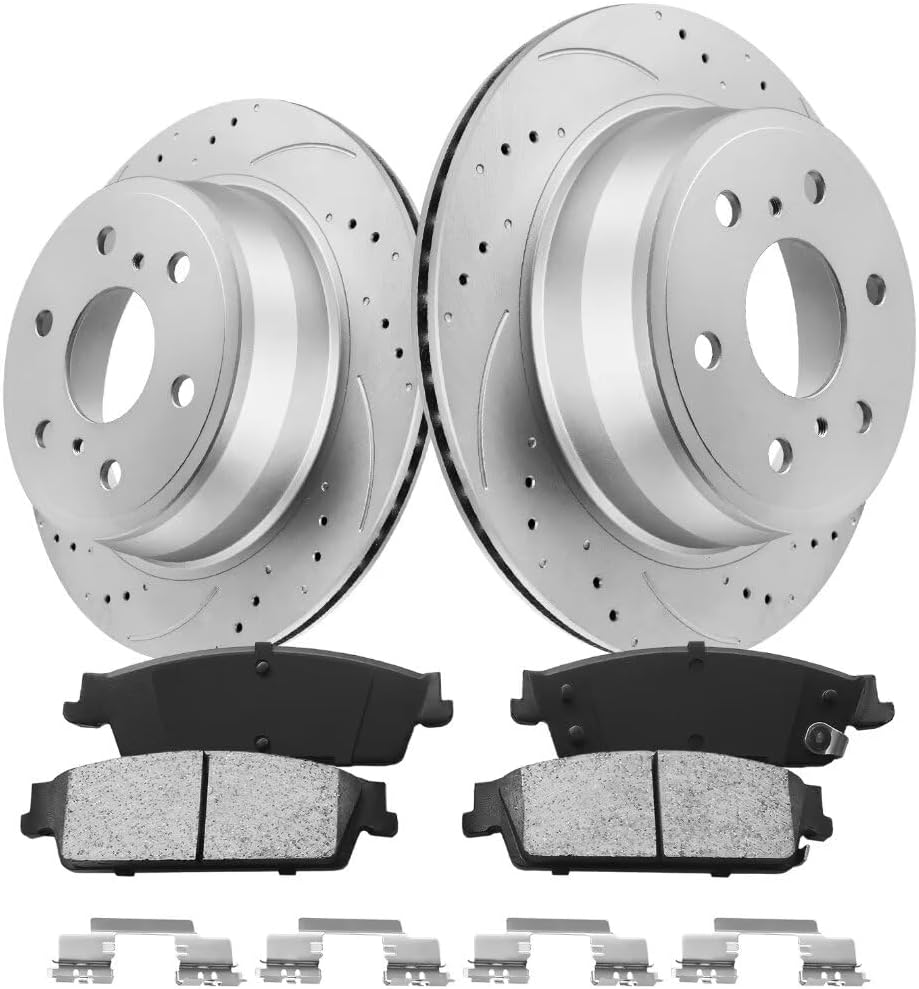 Brake Pads and Rotors Kit Rear Brake Kit Compatible with 2007-2013 Chevy Silverado 1500, 2007-2014 Tahoe, Automotive Replacement Brake Kits 55133 D1194-8312 Geomet Brakes and Rotors