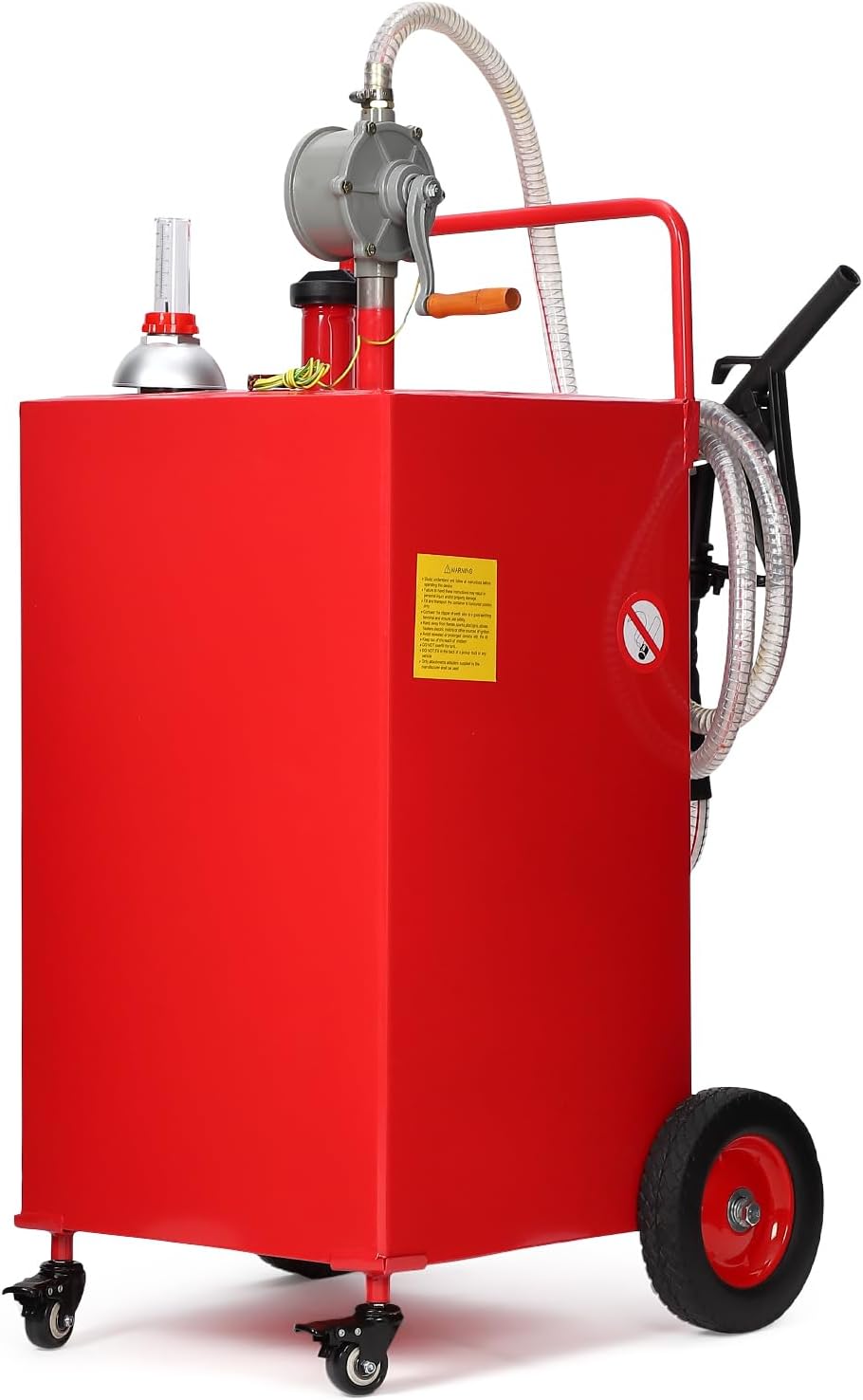 30 Gallon Portable Fuel Caddy with Manual Pump – Heavy Duty 4 Wheel Fuel Tank for Gasoline & Diesel, Mobile Fuel Storage for Trucks, Boats, Lawn Mowers & Farms – Red