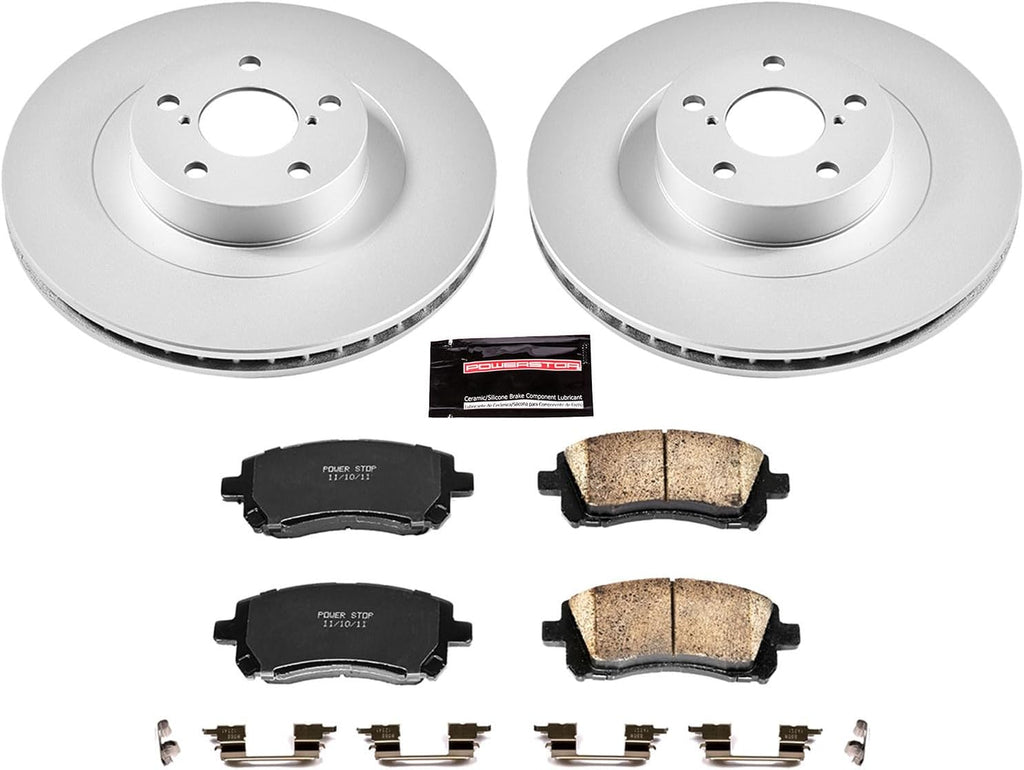 PowerStop Front Brake Kit for Subaru Impreza 2002-03 |Legacy 2001 |Outback 2001-02 - Fully-Coated Disc Rotors with Z17 Ceramic Brake Pads Replacement, CRK2369