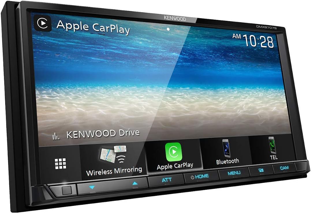 Kenwood DMX9707S 6.95' Resistive Touchscreen Digital multimedia receiver with Bluetooth (does not play CDs) | With Apple CarPlay and Android Auto (Renewed)