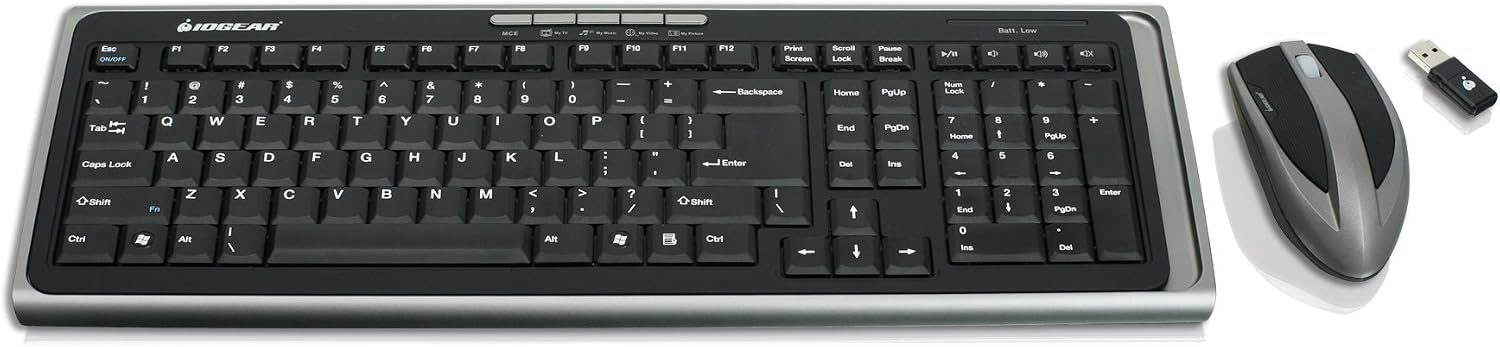 IOGEAR 2-Port DVI KVMP Switch with Cables and Wireless Media Center Keyboard and Mouse, GCS1102-KM1