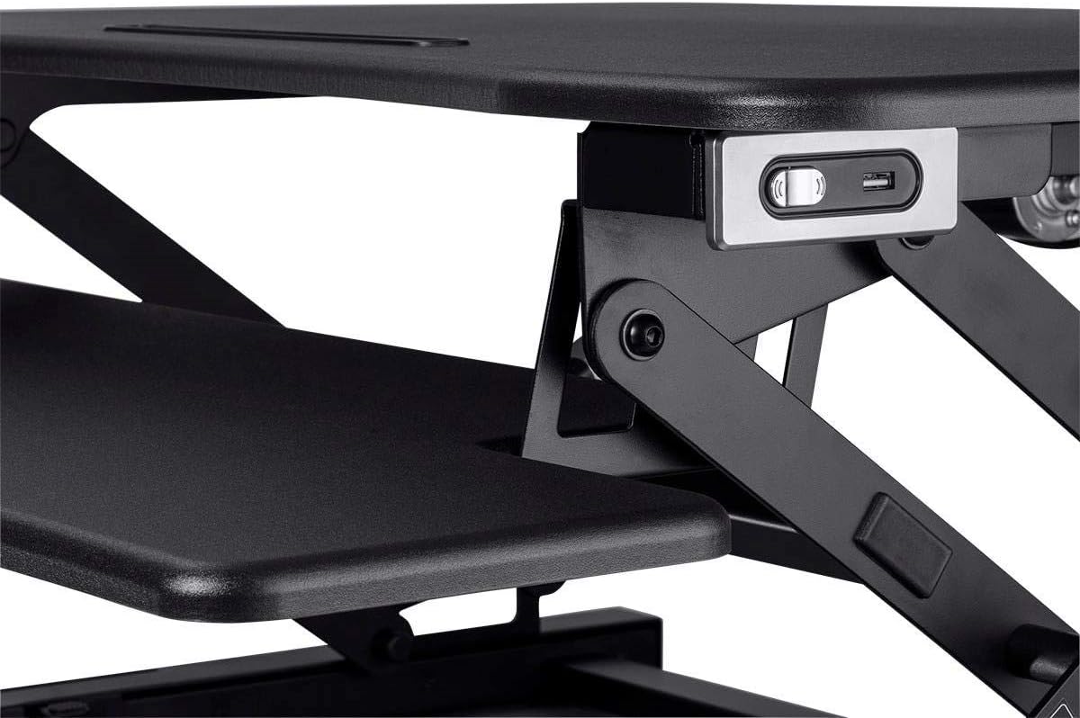 Monoprice Electric Sit-Stand Riser Desk Converter - Height Adjustable 5.9'-18.9', Black - Workstream Collection
