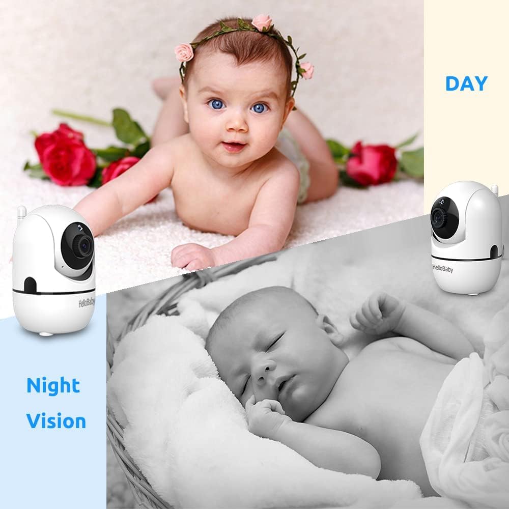HelloBaby Baby Monitor 2 Cameras with Mount, Upgrade 5'' IPS Screen 26-Hour Battery Life, Crib Baby Monitor Mount Without Tools or Wall Damage