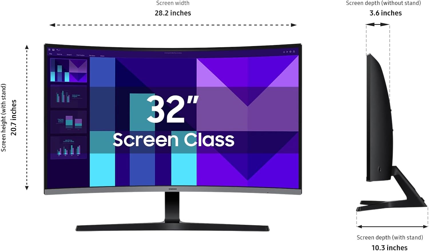 Samsung 32' Essential S3 Series FHD 1800R Curved Monitor, 100Hz, Game Mode, Eye Saver Mode, Black, with HDMI Cable
