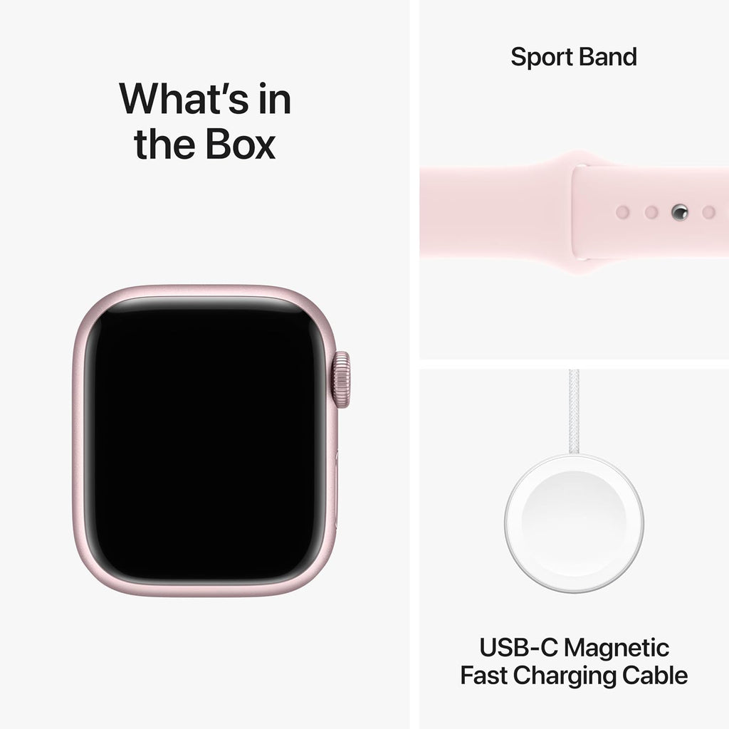 Apple Watch Series 9 [GPS + Cellular 41mm] Smartwatch with Pink Aluminum Case with Pink Sport Band S/M. Fitness Tracker, ECG Apps, Always-On Retina Display