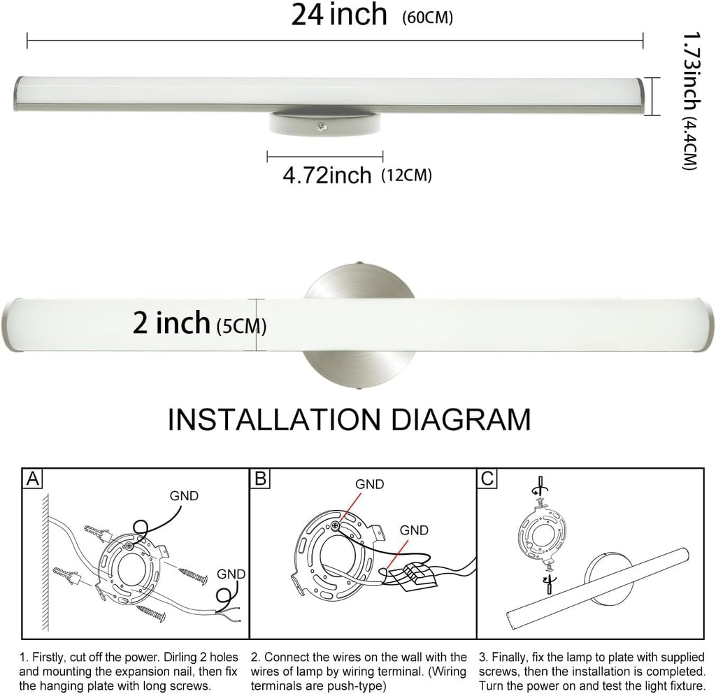 OOWOLF LED Bathroom Vanity Light 4Pack, 16W 24inch Bathroom Lights Fixture, Dimmable 1600LM Led Vanity Lights Bar, 4000K Natural White Bath Wall Lighting Fixture, Vanity Light Fixtures Over Mirror