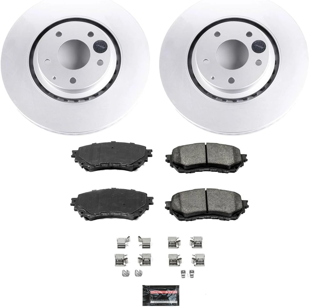 PowerStop Front Brake Kit for Mazda 6 2019-20 - Fully-Coated Disc Rotors with Z17 Ceramic Brake Pads Replacement, CRK8617