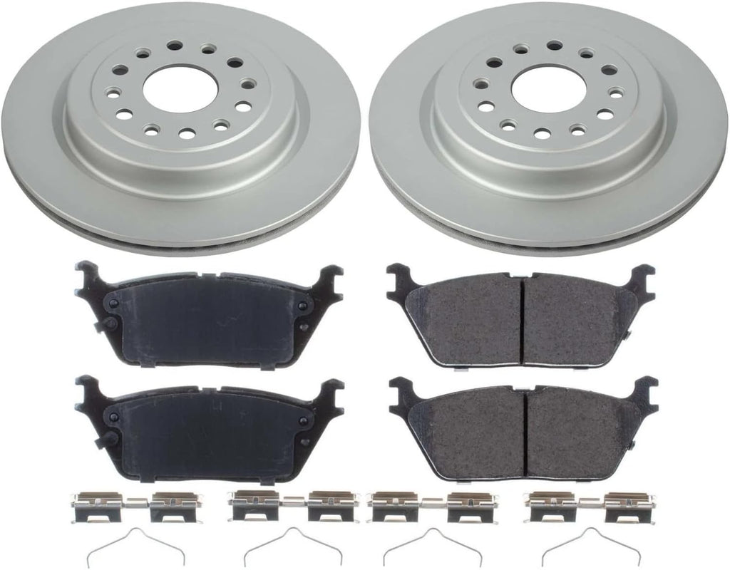 PowerStop Rear Brake Kit for Ram 1500 2019-25 - Fully-Coated Disc Rotors with Z17 Ceramic Brake Pads Replacement, CRK8184