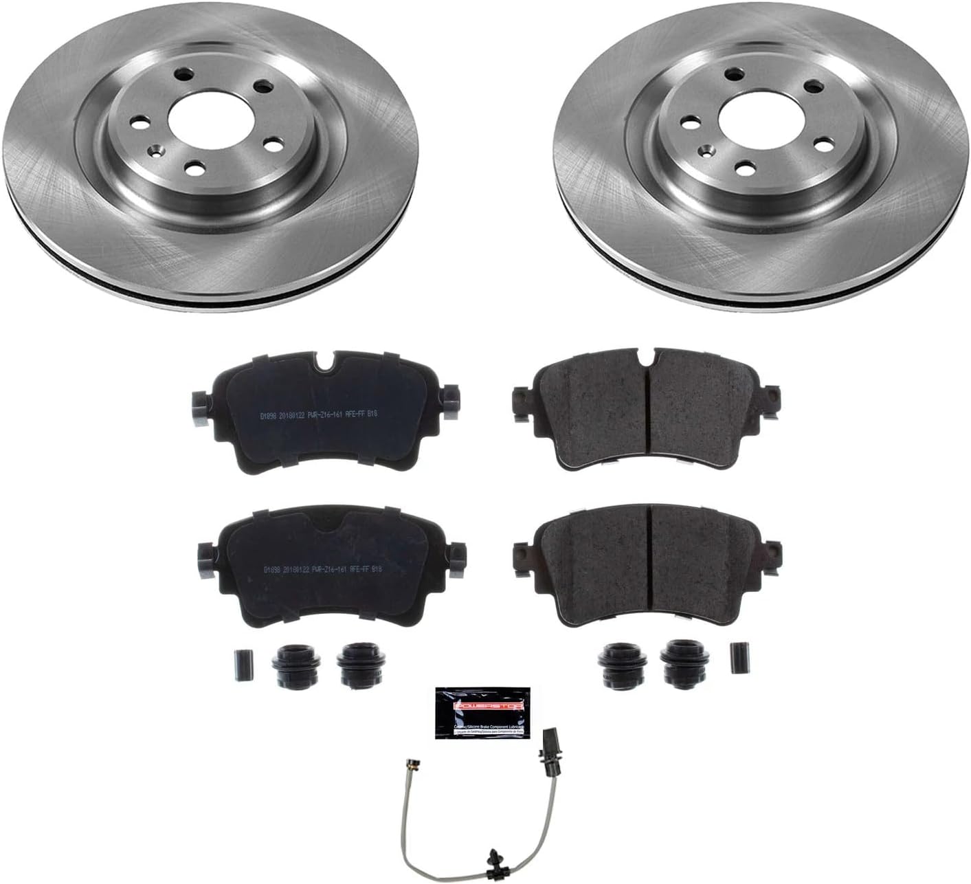 PowerStop Rear Brake Kit for Audi A6 allroad 2020 |A6 Quattro 2019-20 |A7 Sportback 2019-20 |Q5 2018-20 |Q5 PHEV 2020 |Audi SQ5 2018-20 - Z17 Ceramic Brake Pads & Disc Rotors Replacement, KOE8043