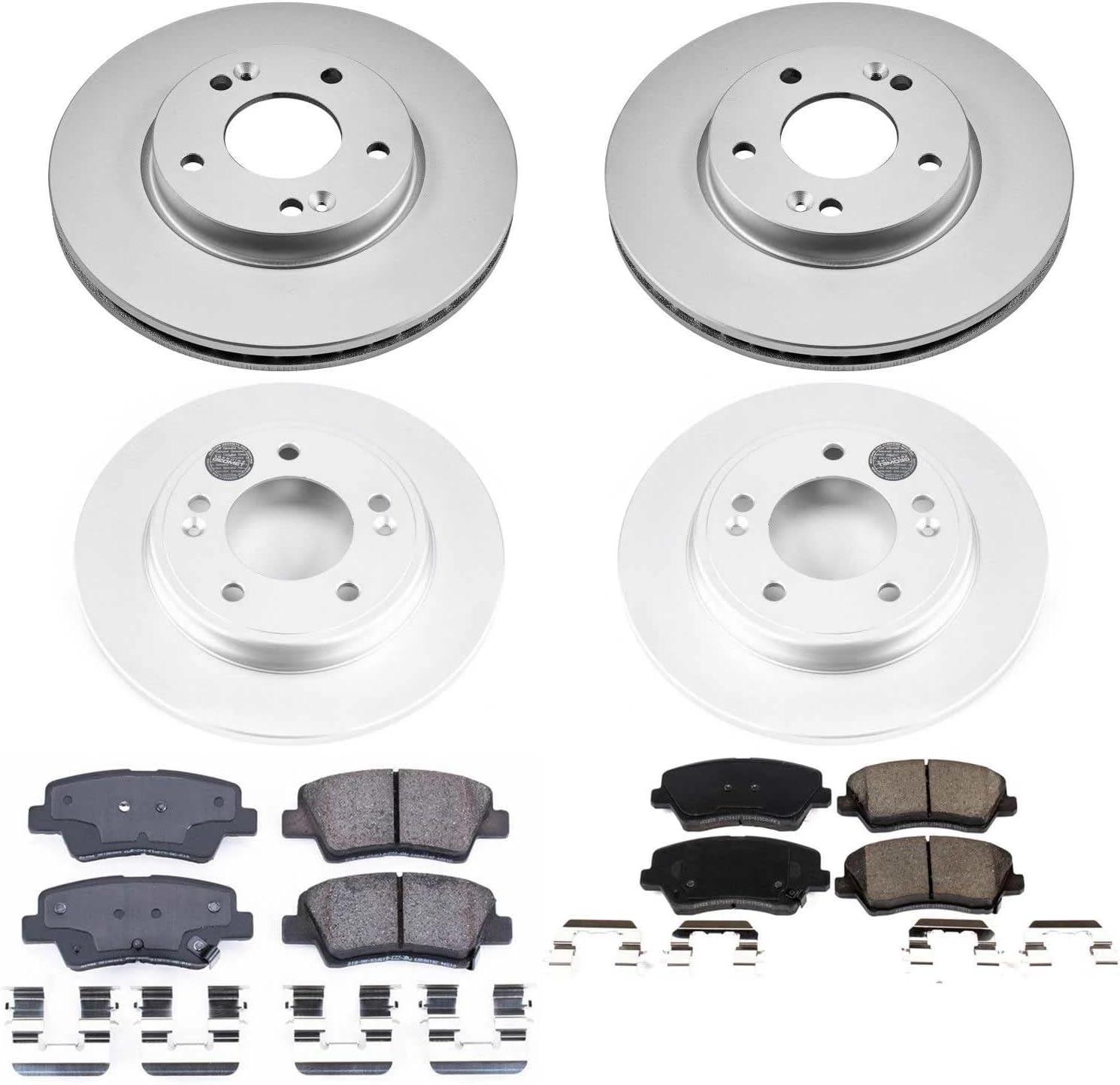 PowerStop Front and Rear Brake Kit for Hyundai Veloster 2019-21 - Fully-Coated Disc Rotors with Z17 Ceramic Brake Pads Replacement, CRK8346