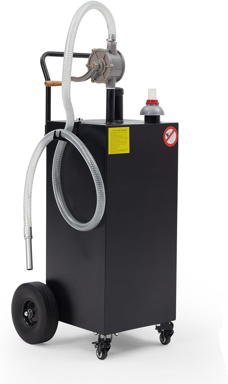 35 Gallon Fuel Caddy, Portable Gas & Diesel Storage Tank with 4 Wheels and Manual Transfer Pump, for Refueling Cars, Trucks, Lawn Mowers, ATVs, and Boats