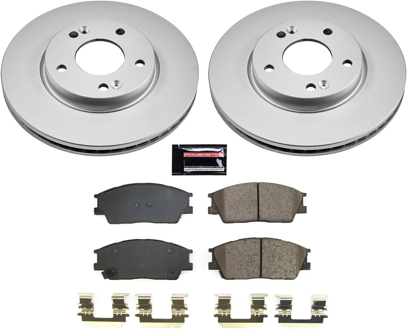 PowerStop Front Brake Kit for Hyundai Venue 2020-24 | Kia Soul 2020-24 - Fully-Coated Disc Rotors with Z17 Ceramic Brake Pads Replacement, CRK8663