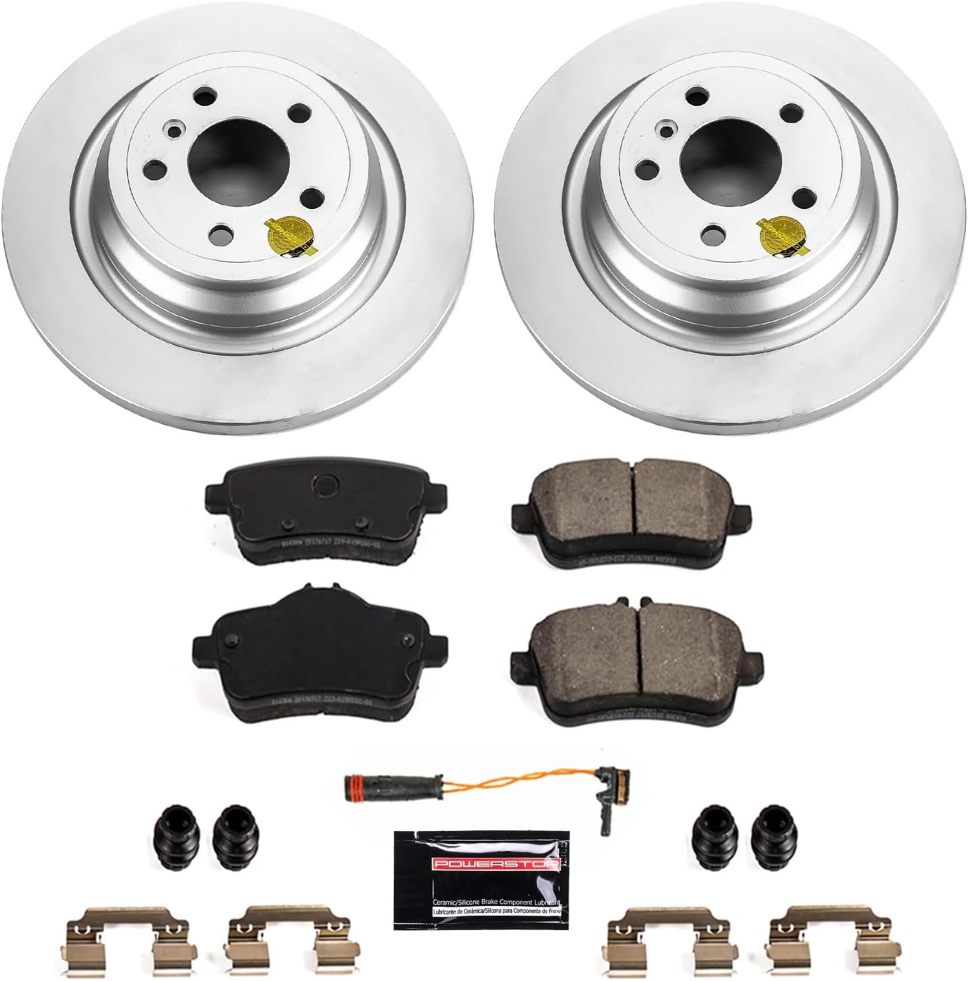 PowerStop Rear Brake Kit for Mercedes-Benz GLE300d 2016-17 |GLE350 2016-18 |ML250 2015 |ML350 2012-15 - Fully-Coated Disc Rotors with Z23 Carbon-Fiber Ceramic Brake Pads Upgrade, CRK7440