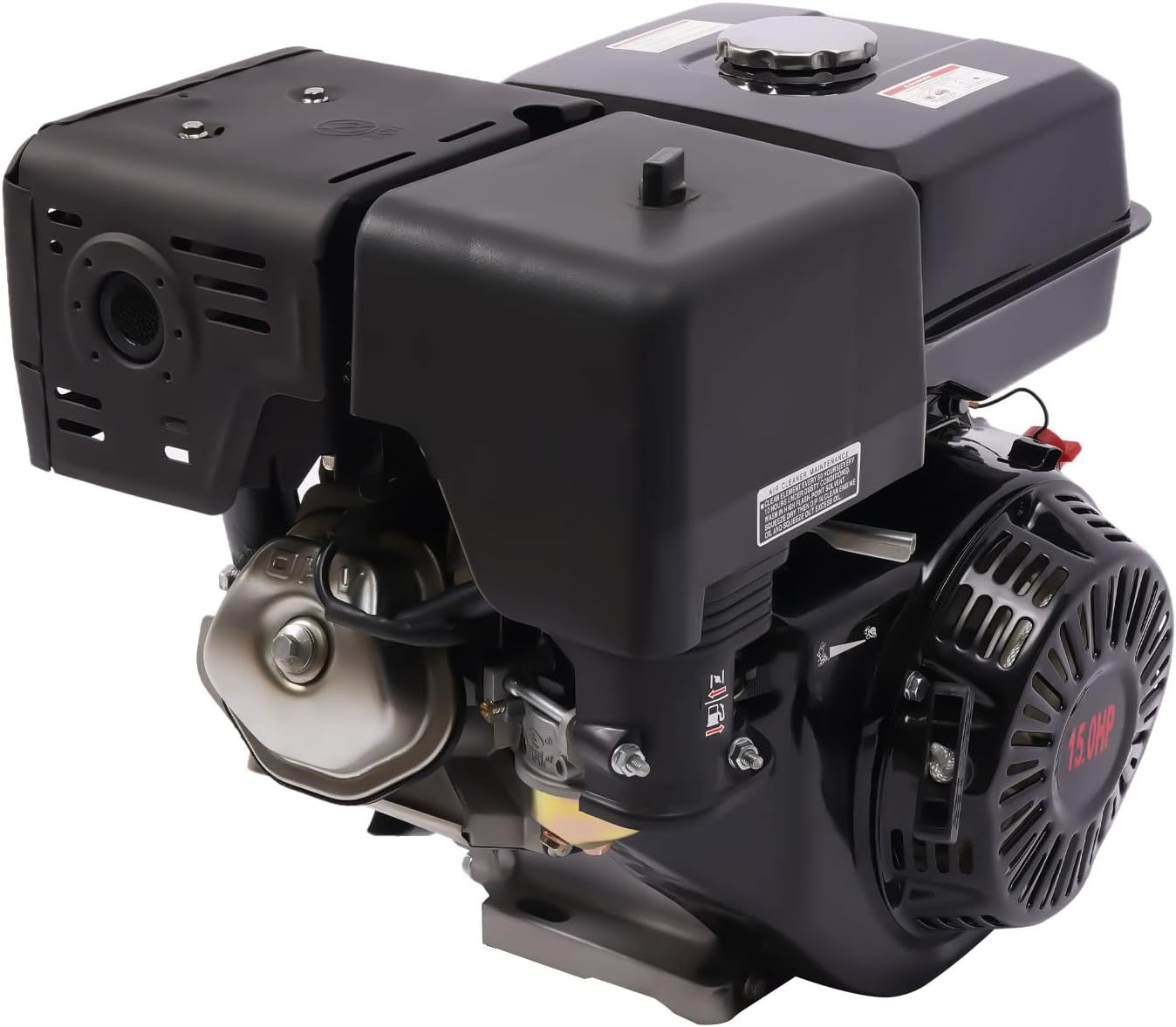 LOYALHEARTDY Gas Engine 4-Stroke 15HP 420CC Multi-Use Gas Motor Hand Pull Start Air Cooling Single-Cylinder OHV Gas Motor Gas Powered Lawn Mower Engine - Black, W57G734R6843R