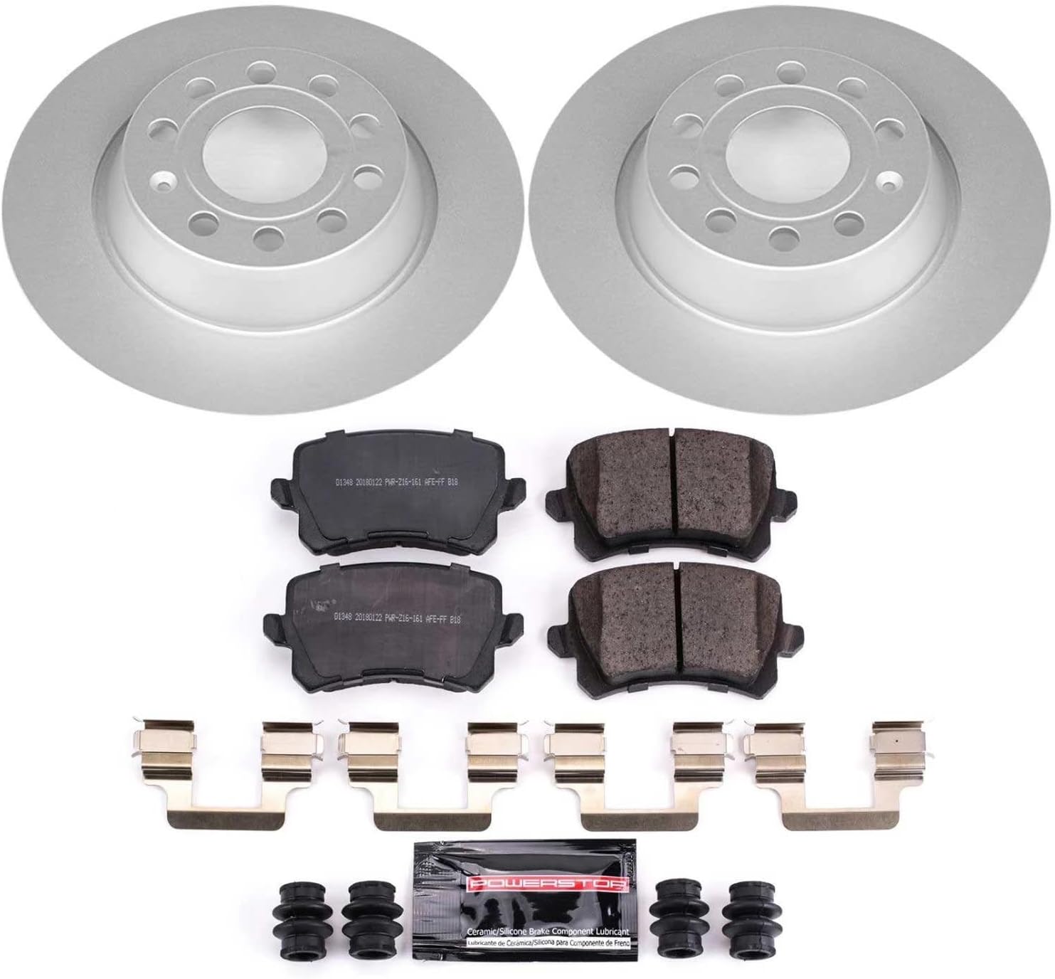 PowerStop Rear Brake Kit for Audi Q3 2015 |Q3 Quattro 2015 |Volkswagen CC 2009-17 - Fully-Coated Disc Rotors with Z23 Carbon-Fiber Ceramic Brake Pads Upgrade, CRK7324